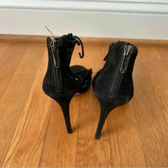 Sam Edelman Pompei Women’s Open-Toe Suede Black Stiletto Heels Size 8 - Picture 4 of 7